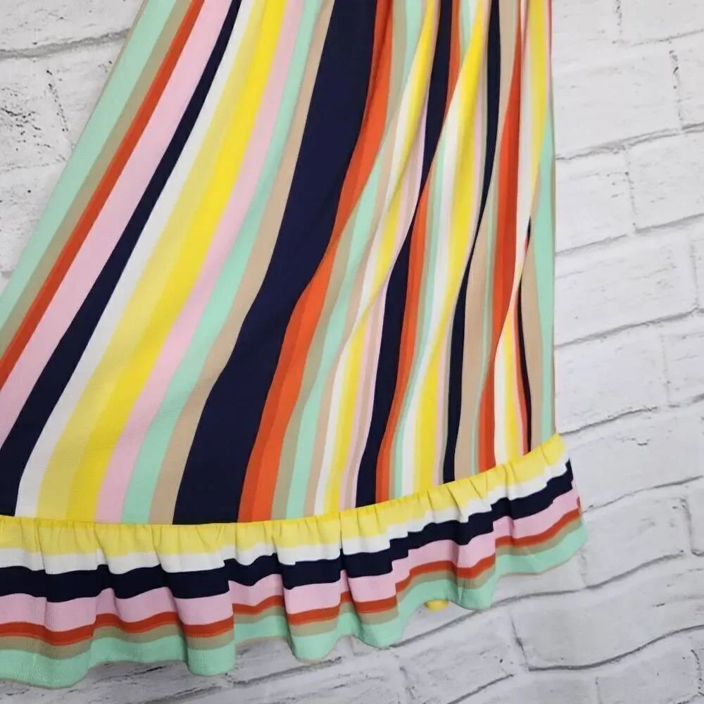 Modcloth Womens Multicolor Frequent Piquant Stripe Ruffle Hem Halter Dress Small - Picture 5 of 15